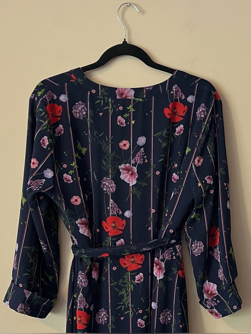 Ted Baker Navy Floral Wrap Midi Dress - Picture 6 of 10